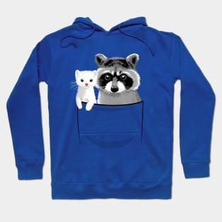 Raccoon and ferret in pocket Hoodie